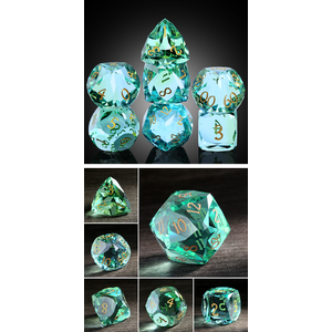 Faceted Glass Dice Set - Tourmaline (7)