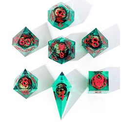 Always Watching Wraithbound Sharp Edge Resin Dice Set Green (7)